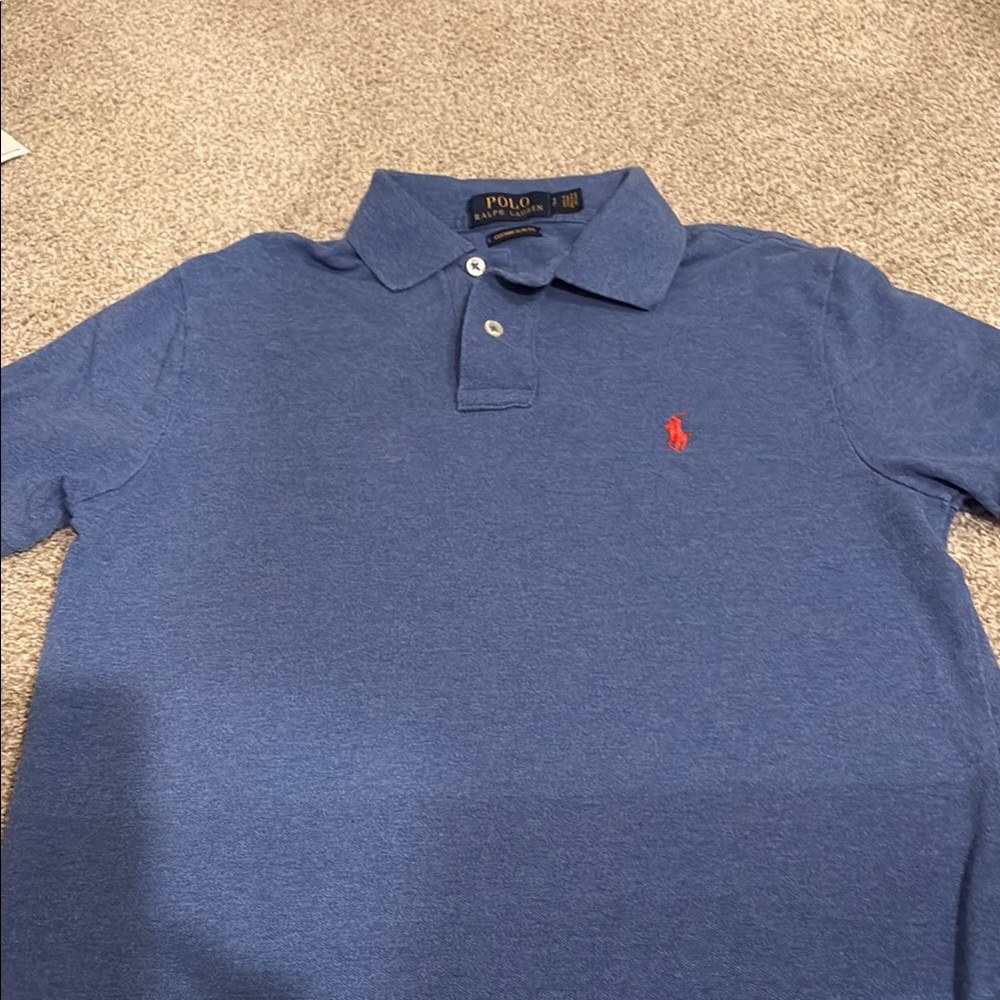 Polo Ralph Lauren Blue Polo Shirt with Red Logo